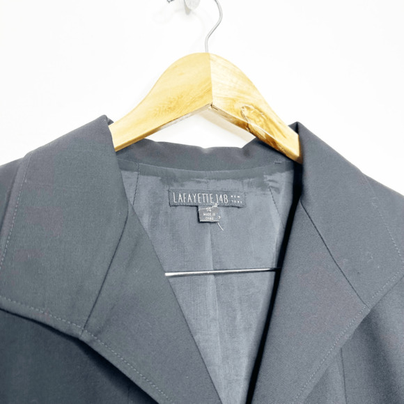 LAFAYETTE 148 BLACK 3 Button BLAZER classic collar virgin wool career women's 14 - Picture 4 of 8